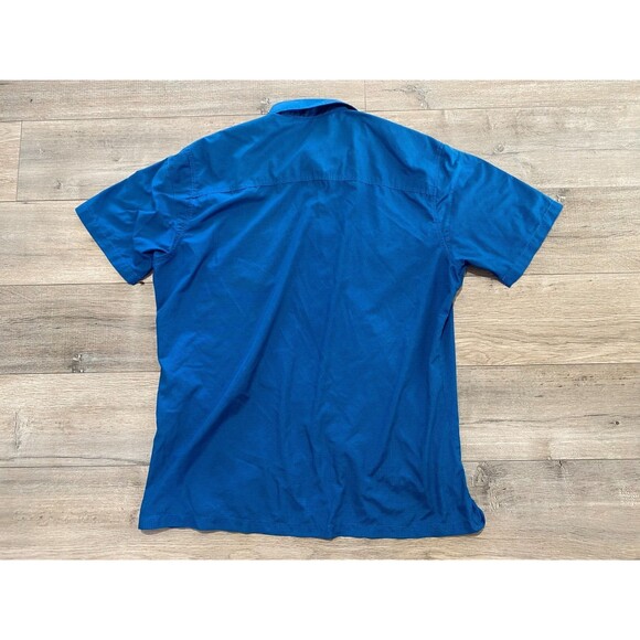 Kuhl KONQUER Plaid Short Sleeve Mens Large Button Down Blue Pocket Shirt READ - Picture 8 of 9